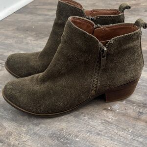 Lucky Brand Khaki Suede Ankle Boots
